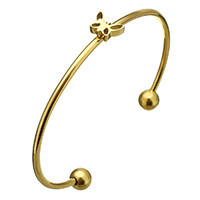 Stainless Steel Cuff Bangle Butterfly gold color plated for woman 2.5mm 8mm Inner Approx Length Approx 7 Inch Sold By PC