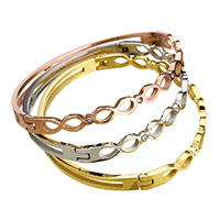 Stainless Steel Bangle Lip plated for woman & with rhinestone Inner Approx Length Approx 7.5 Inch Sold By PC