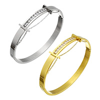 Stainless Steel Bangle plated for woman & with cubic zirconia Inner Approx Length Approx 7.5 Inch Sold By PC