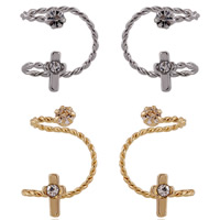 Fashion Earring Cuff and Wraps Zinc Alloy Cross plated with rhinestone lead & cadmium free 20mm Sold By PC