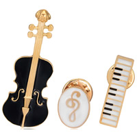 Collar Brooch Zinc Alloy Musical Instrument gold color plated Unisex & enamel nickel lead & cadmium free   Sold By Lot
