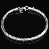 Messing Armbånd, ægte sølv forgyldt, slange kæde, bly & cadmium fri, 3mm, Solgt Per Ca. 8 inch Strand