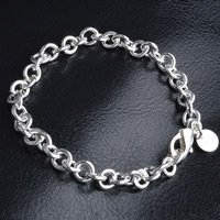 Messing Armbånd, ægte sølv forgyldt, oval kæde, bly & cadmium fri, 6mm, Solgt Per Ca. 7 inch Strand