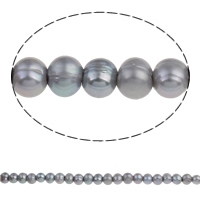 Bulvių išauginti gėlavandenių perlų karoliukai, Gėlo vandens perlų, Bulvė, pilkas, 10-11mm, Skylė:Apytiksliai 3mm, Parduota už Apytiksliai 15.5 Inch Strand