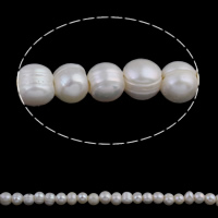 Bulvių išauginti gėlavandenių perlų karoliukai, Gėlo vandens perlų, Bulvė, natūralus, baltas, 8-9mm, Skylė:Apytiksliai 3mm, Parduota už Apytiksliai 15.5 Inch Strand