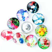 Jewelry Snap Button Zinc Alloy with Glass platinum color plated time gem jewelry & mixed & decal lead & cadmium free 18mm Sold By Bag