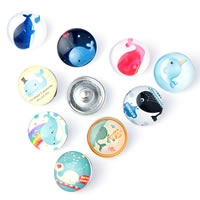 Jewelry Snap Button Zinc Alloy with Glass platinum color plated time gem jewelry & mixed & decal lead & cadmium free 18mm Sold By Bag