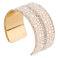 Zinc Alloy Cuff Bangle with Resin gold color plated with rhinestone lead & cadmium free 38mm Inner Approx 60mm Length Approx 7 Inch Sold By PC