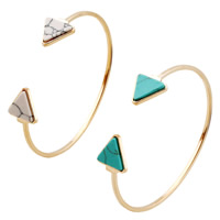 Zinc Alloy Cuff Bangle with Resin Triangle gold color plated imitation turquoise lead & cadmium free 60mm Inner Approx 60mm Length Approx 7 Inch Sold By PC