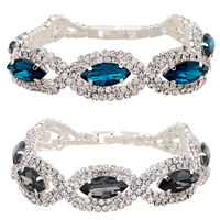 Crystal Bracelets Zinc Alloy with Crystal Horse Eye platinum color plated faceted & with rhinestone lead & cadmium free 15mm Sold Per Approx 6.5 Inch Strand