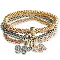 Zinc Alloy Bracelet Butterfly plated charm bracelet & with rhinestone lead & cadmium free 170mm Length Approx 6.5 Inch Sold By Set