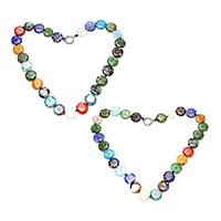 Murano Millefiori Lampwork Necklace, brass spring ring clasp, platinum color plated, for woman, more colors for choice, 13.5x14x3.5mm, 16x14x2mm, Length:Approx 16.5 Inch, 10Strands/Lot, Sold By Lot