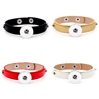 Snap Button Bracelet Zinc Alloy with PU Leather platinum color plated for woman lead & cadmium free 18mm Inner Approx 6mm Sold Per Approx 7 Inch Strand