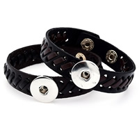 Snap Button Bracelet Zinc Alloy with PU Leather plated for woman lead & cadmium free 18mm Inner Approx 6mm Sold Per Approx 7 Inch Strand
