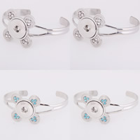 Snap Button Bracelet Zinc Alloy Flower platinum color plated for woman & with rhinestone lead & cadmium free 18mm Inner Approx 6mm Sold Per Approx 7 Inch Strand