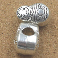 Zinc Alloy European perler, Tegn, antik sølv farve forgyldt, uden trold, bly & cadmium fri, 12x8.50x6.80mm, Hole:Ca. 4.5mm, 30pc'er/Bag, Solgt af Bag