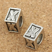 Zinc Alloy European Beads Square antique silver color plated without troll lead & cadmium free Approx 5mm Sold By Bag