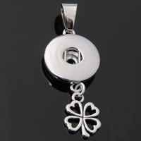 Snap Button Pendant Zinc Alloy Four Leaf Clover platinum color plated lead & cadmium free 18mm Approx 3-5mm Inner Approx 6mm Sold By PC