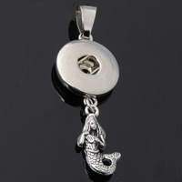Snap Button Pendant Zinc Alloy Mermaid plated lead & cadmium free 18mm Approx 3-5mm Inner Approx 6mm Sold By PC