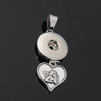Snap Button Pendant Zinc Alloy Heart plated lead & cadmium free 18mm Approx 3-5mm Inner Approx 6mm Sold By PC