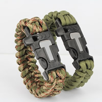 Survival Armbanden, Paracord, plastic Schuif release gesp, met brand starter & voor de mens, meer kleuren voor de keuze, 230mm, 5strengen/Bag, Verkocht door Bag