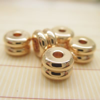 Grânulos de jóias de latão, cobre, Ouro banhado 24K, Chumbo e cádmio livre, 6x4mm, Buraco:Aprox 1-2mm, 10PCs/Bag, vendido por Bag