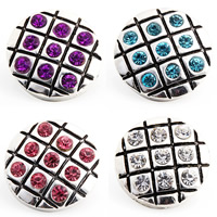 Jewelry Snap Button Zinc Alloy Flat Round antique silver color plated with rhinestone lead & cadmium free 18mm Sold By Bag