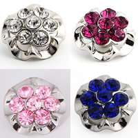 Jewelry Snap Button Zinc Alloy Flower platinum color plated with rhinestone lead & cadmium free 18mm Sold By Bag