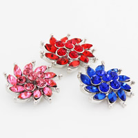Jewelry Snap Button Zinc Alloy with Crystal Flower platinum color plated faceted & with rhinestone lead & cadmium free 18mm Sold By Bag