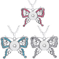 Snap Button Pendant Zinc Alloy Butterfly platinum color plated with rhinestone lead & cadmium free 18mm Approx 3-5mm Inner Approx 6mm Sold By PC