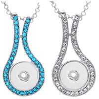 Snap Button Pendant Zinc Alloy platinum color plated with rhinestone lead & cadmium free 18mm Approx 3-5mm Inner Approx 6mm Sold By PC