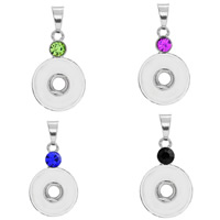 Snap Button Pendant Zinc Alloy Flat Round platinum color plated with rhinestone lead & cadmium free 18mm Approx 3-5mm Inner Approx 6mm Sold By PC