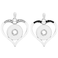 Snap Button Pendant Zinc Alloy Heart platinum color plated with rhinestone lead & cadmium free 18mm Approx 3-5mm Inner Approx 6mm Sold By PC