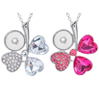 Snap Button Pendant Zinc Alloy with Crystal Heart platinum color plated faceted & with rhinestone lead & cadmium free 18mm Approx 3-5mm Inner Approx 6mm Sold By PC