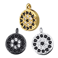 Cubic Zirconia Micro Pave Brass Pendant Flat Round plated micro pave cubic zirconia nickel lead & cadmium free Approx 1mm Sold By Lot