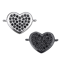 Cubic Zirconia Micro Pave Brass Connector Heart plated micro pave cubic zirconia & 1/1 loop nickel lead & cadmium free Approx 0.5mm Sold By Lot