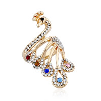 Rhinestone Finger Ring Zinc Alloy Peacock gold color plated & for woman & with rhinestone Sold By Lot