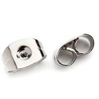 Stainless Steel Ear Nut , original color, 4.5x6.5mm, 50PCs/Bag, Sold By Bag