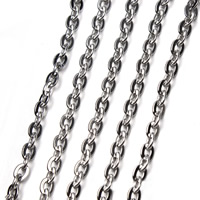 Ovalni lanac od nehrđajućeg čelika, Nehrđajući čelik, različite veličine za izbor, izvorna boja, 5m/Torba, Prodano By Torba