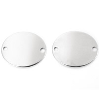 Stainless Steel Connector, Flat Round, 1/1 loop, original color, 25x30mm, Hole:Approx 1.5mm, 10PCs/Bag, Sold By Bag