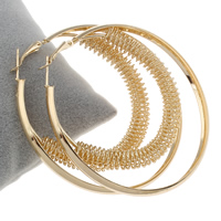 Iron Hoop Earring Donut gold color plated hollow lead & cadmium free Sold By Pair