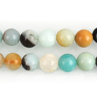 Amazonit Beads, Runde, naturlig, forskellig størrelse for valg, Hole:Ca. 1-1.5mm, Solgt Per Ca. 15.5 inch Strand