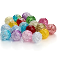 Crackle glaspärlor, Glas, Rund, olika storlek för val & knaster, blandade färger, Hål:Ca 1mm, 100PC/Bag, Säljs av Bag