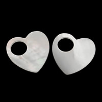 Naturliga Vit Shell Halsband, White Shell, Hjärta, 15x15x1mm, Hål:Ca 6mm, 20PC/Lot, Säljs av Lot