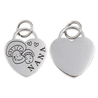 316 Stainless Steel Pendant, Lock, Name Nana, enamel, 16x19x2mm, Hole:Approx 5mm, Sold By PC