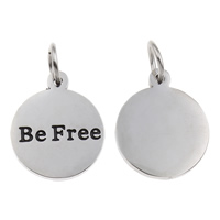 316 Stainless Steel Pendant Flat Round with letter pattern & enamel Approx 5mm Sold By PC