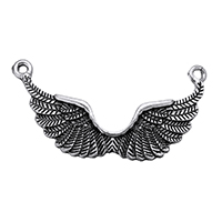 Wing Shaped Zinc Alloy Pendants antique silver color plated double-hole nickel lead & cadmium free Approx 2mm Sold By Lot