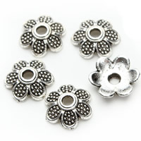 Zinc Alloy Bead Cap Flower antique silver color plated lead & cadmium free 7mm Approx 1.5mm Sold By Bag