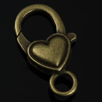 Zinc Alloy Lobster Clasp Heart antique bronze color plated nickel lead & cadmium free Approx 2mm Sold By Bag