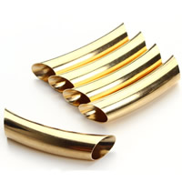 Abalorios Tubo de Metal , chapado en color dorado, libre de níquel, plomo & cadmio, 9x45mm, agujero:aproximado 3mm, 20PCs/Bolsa, Vendido por Bolsa